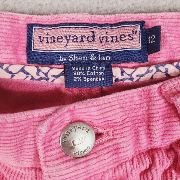Vineyard Vines Pants Girls Size 12 Pink Corduroy Adjustable Waist Cotton Blend - Picture 4 of 16